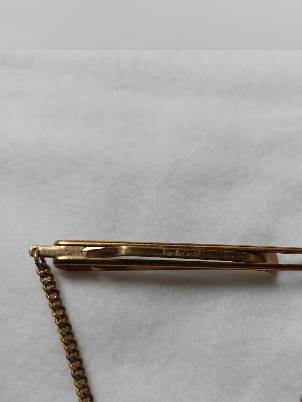 ​Vintage Estate Kreisler Tiger’s Eye Gold Tone Tie Chain Clasp Mid Century